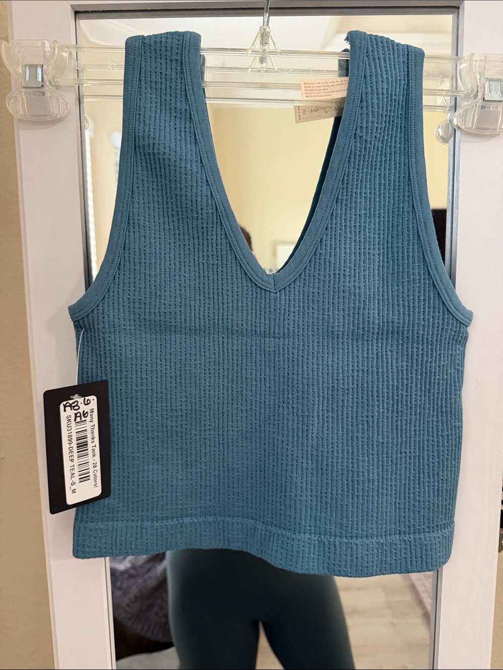 Ribbed V-Neck Tank Top cropped
